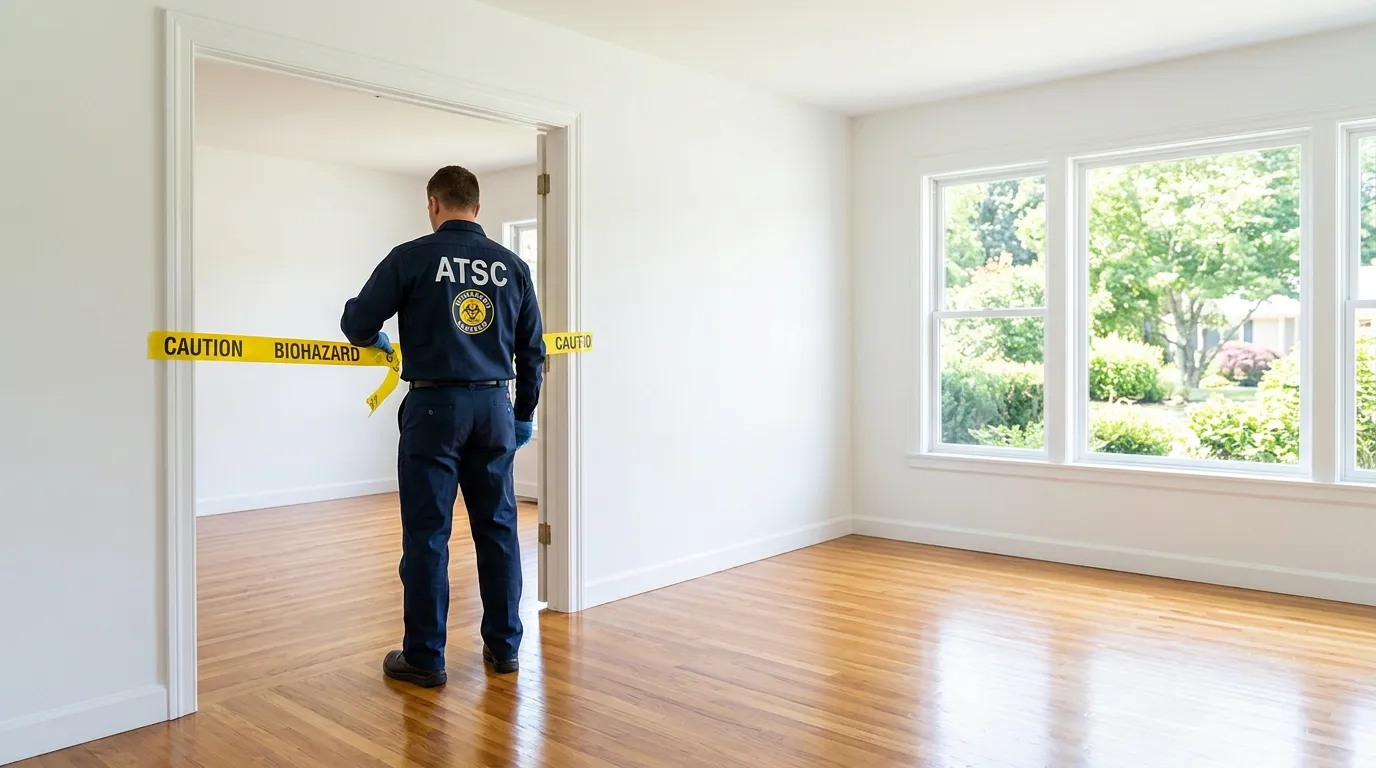 Certified biohazard cleanup crew performing Crime Scene Cleanup in Monrovia